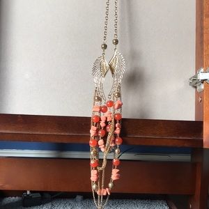 ORANGE AND GOLD ANGLE WINGS NECKLACE!
